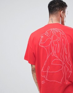 Oversize-футболка с вышитой девушкой ASOS DESIGN - Красный