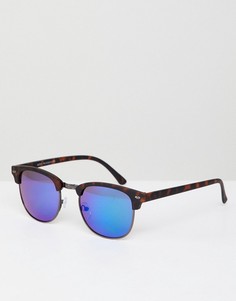 Квадратные солнцезащитные очки с зеркальными стеклами в черепаховой оправе New Look - Синий