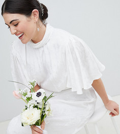 Мягкое платье с расклешенными рукавами ASOS Edition Curve Wedding - Белый