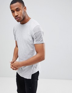 Удлиненная футболка с контрастными вставками на рукавах Jack &amp; Jones Core - Серый