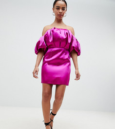 Платье-бандо мини с пышной отделкой ASOS DESIGN Petite - Розовый