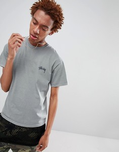 Серая футболка с принтом Stussy - Серый