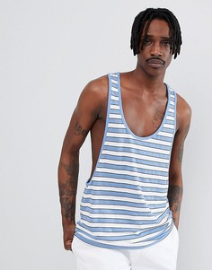 Синяя майка-борцовка в полоску ASOS DESIGN - Синий