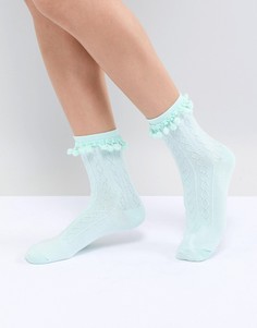 Носки мятного цвета с помпонами ASOS DESIGN - Зеленый
