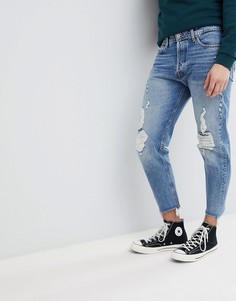 Суженные книзу джинсы с рваной отделкой Jack &amp; Jones Intelligence - Синий