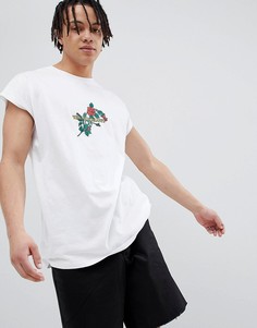 Оверсайз-футболка без рукавов с глубокими проймами и принтом ASOS DESIGN - Белый