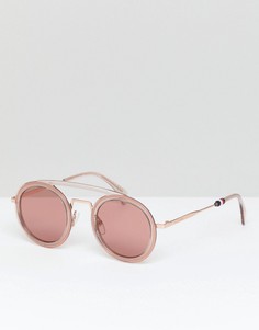 Розовые круглые солнцезащитные очки Tommy Hilfiger - Розовый