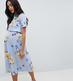 Платье для выпускного с кроп-топом и цветочным принтом ASOS DESIGN Maternity - Мульти