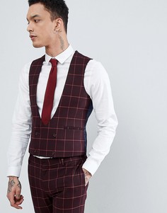 Приталенный жилет в клетку ASOS DESIGN Wedding - Красный