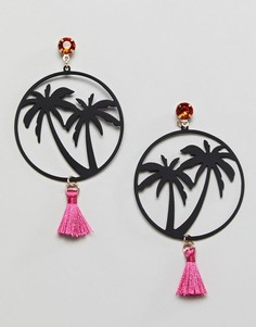 Серьги-кольца с кисточками ASOS DESIGN Miami Nights - Золотой