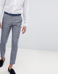Голубые брюки скинни в клетку Moss London Wedding - Синий
