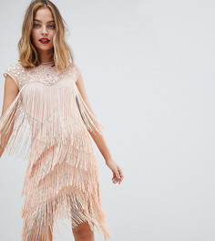 Платье миди с пайетками и бахромой ASOS DESIGN Petite - Розовый