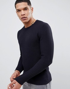 Темно-синий обтягивающий фактурный джемпер ASOS DESIGN - Темно-синий