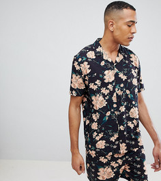 Черная oversize-рубашка с цветочным принтом ASOS DESIGN Tall - Черный