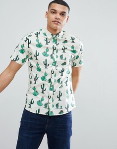 Рубашка с короткими рукавами и принтом кактусов Only &amp; Sons - Белый