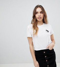 Укороченная футболка с логотипом Monki - Белый