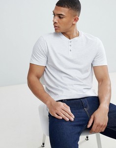 Серая футболка с воротником с застежкой на пуговицах Burton Menswear - Серый