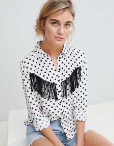 Рубашка в горошек в стиле вестерн с бахромой ASOS - Мульти