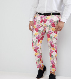 Розовые укороченные брюки скинни с цветочным принтом ASOS PLUS Wedding - Розовый