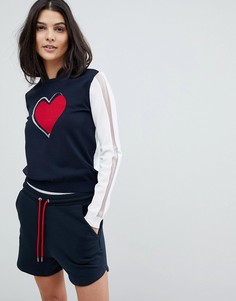 Трикотажный топ с отделкой в виде сердца Emporio Armani - Темно-синий