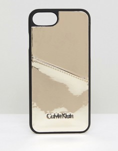 Чехол металлик для iPhone 6/6s/7/8 с карманом для карт Calvin Klein - Золотой