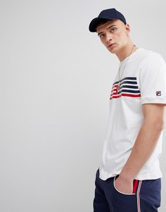 Белая футболка со вставкой в полоску и логотипом Fila Vintage - Белый