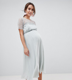 Платье миди с кружевом и цветочной отделкой ASOS Maternity - Зеленый