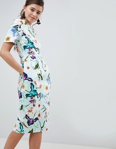 Платье миди с цветочным принтом ASOS DESIGN - Мульти