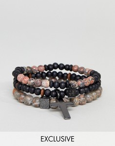 3 серых браслета с бусинами Icon Brand эксклюзивно для ASOS - Серый