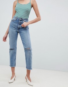 Рваные прямые джинсы ASOS DESIGN Recycled Florence - Синий