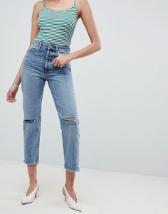 Рваные прямые джинсы ASOS DESIGN Recycled Florence - Синий