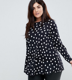 Свободный топ с принтом в горошек ASOS CURVE - Мульти