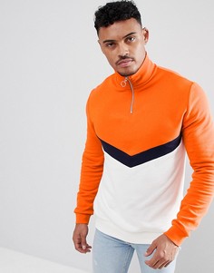 Свитшот колор блок с молнией ASOS DESIGN - Красный
