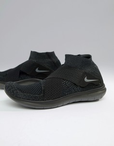 Черные кроссовки Nike Running Free Run Motion Flyknit 2017 880845-003 - Черный