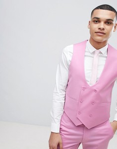 Розовый приталенный жилет из 100% шерсти ASOS DESIGN Wedding - Розовый