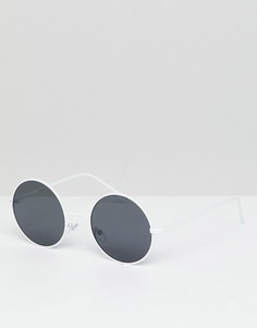 Круглые солнцезащитные очки в белой оправе с дымчатыми стеклами ASOS - Белый