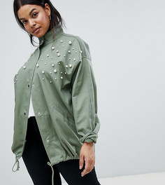 Куртка с отделкой искусственным жемчугом ASOS DESIGN Curve - Зеленый