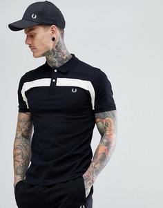 Поло из фактурного пике черного цвета Fred Perry - Черный