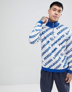 Синий джемпер с короткой молнией и надписью ASOS - Синий