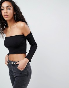 Присборенный топ с рукавами 3/4 ASOS DESIGN - Оранжевый
