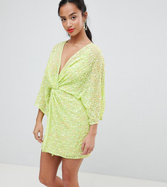Платье мини с пайетками ASOS DESIGN Petite - Зеленый