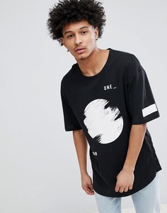 Длинная футболка с графическим принтом и заниженной линией плеч Jack &amp; Jones Core - Белый
