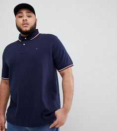 Темно-синее поло классического кроя из пике с логотипом и отделкой Tommy Hilfiger PLUS - Темно-синий