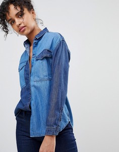Джинсовая рубашка с контрастной отделкой Pepe Jeans - Синий