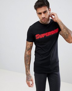 Обтягивающая футболка с принтом Superbad ASOS DESIGN - Черный