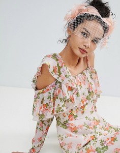 Броская повязка на голову с вуалеткой ASOS DESIGN - Розовый