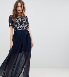 Платье макси с декором на лифе Frock And Frill Petite - Темно-синий