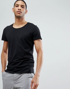 Удлиненная футболка с необработанным вырезом Jack &amp; Jones Essentials - Черный