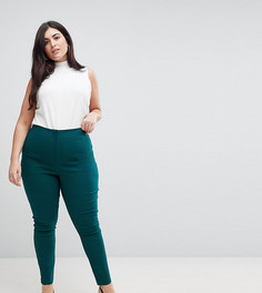 Брюки скинни с завышенной талией ASOS CURVE - Зеленый