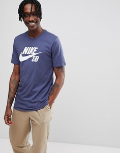 Темно-синяя футболка с логотипом Nike SB 821946-471 - Темно-синий